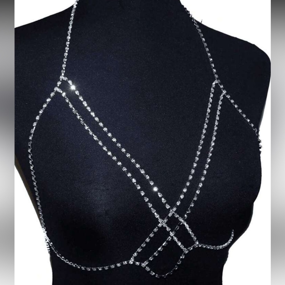 Crystal-Strap Decorative Body Chain - Silver - Picture 3 of 3